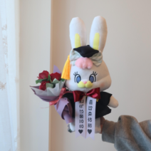 19곰 테드/리코 학사모 졸업가운 비누꽃다발 인형꽃다발 졸업식꽃다발 입학식꽃다발, 리코+비누꽃다발+화환리본