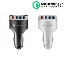 퀵차지 QC3.0 4포트 7A 고속충전 USB 차량용 시거잭 충전기 12-32V, 블랙