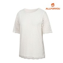 [올포유] [올포유] 여성 레이스 반팔 티셔츠 AWTRJ6154-100_G