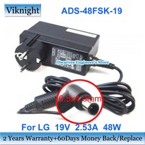 범용호환 EU 플러그 ADS-48FSK-19 19V 2.53A AC 어댑터 22MP47D 22MP55HQ 23M45VQ 23MP48D E22T E2351T M27, 01 Black