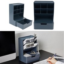 화장품수납 데스크정리함 사무용수납함 데스크오거나이저, 프러시안 블루