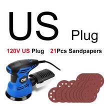 300W 샌딩기 오비탈 샌더 전기샌딩기 21Pcs 125mm 샌드페이퍼 포함 강력한 집진 광택기 PROSTORMER, 04 US 110120V