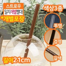 시크점빵 개별 포장 일자 플라스틱 빨대 500개 검정 투명 21cm, 1, 투명_1봉500개, 본상품선택