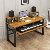 나혼산 작곡 편곡 테이블 작업대 미디테이블 건반 스튜디오 녹음 데스크 녹음식 게이밍 제작 튜닝, 160 블랙 프레임 + 오크 컬러 피아노 홀더 길이 1