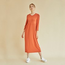 [세컨스킨]NAWFD5005 편안한 베이직 골조직 루즈핏 7부소매 롱드레스