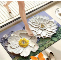 빨아쓰는 3D규조토 플라워 발매트( 1+1 ), 바람꽃/구절초
