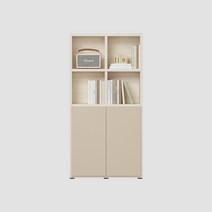 한샘 샘 책장 4단 80cm 수납형 시공(컬러 택1), 크림화이트_책장/코튼그레이_도어 (F)