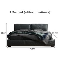 라왕합판테이블 원목수납함 우드테이블 라왕합판 이탈리아 심플한 가정용 가구 침대 퀸킹 프레임 블랙 가죽 모던 침실 세트 디자이너 더블, 15m bed