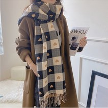 양면 소프트 머플러 하트체크