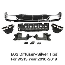 E63 E53 룩 리어 범퍼 립 디퓨저 스포일러 메르세데스 벤츠 E 클래스 W213 E200 E260 E300 스포츠 세단 2017-2019 2022, [03] E63 Silver