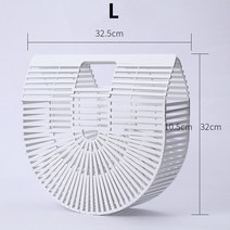 라탄바구니 반원형 대나무 직조 가방 여성용 여름 캐주얼 밀짚 비치 등나무 손으로 짠 여성 핸드백 2022, WhiteL