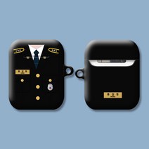 와우박스 주문제작 경찰 정복 공무원 유니폼 이니셜 계급 문구 텍스트 에어팟 버즈 하드 이어폰 케이스, 유광 하드케이스, 에어팟 프로
