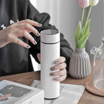보온 보냉 스마트 터치 LED 온도표시 차망 텀블러 보온병500ml, LED텀블러_화이트
