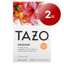 리암마켓 Tazo Teas 타조 티 패션 허브 티 카페인 무함유 티백 20개 52g 2팩 2팩