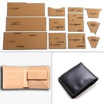 원데이클래스 가죽공방 카드지갑만들기 1set diy 크래프트 종이 템플릿 새로운 패션 남성 비즈니스 짧은 지갑 가죽 공예 패턴 diy 스텐실 바느질 패턴 1 cm 11cm, 없음