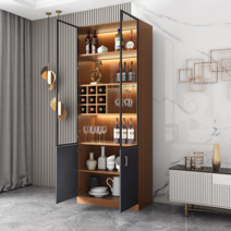 위스키진열대 조명 술진열장 양주장식장 홈바, 라이트럭셔리블랙0.4x0.4x2.2미터분위기라