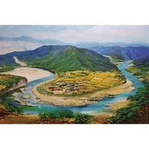 현이아트 diy 보석십자수 안동 하회마을 명당도 풍경 전체수(주문 제작) GY221016093, 60*40CM, 원형비즈