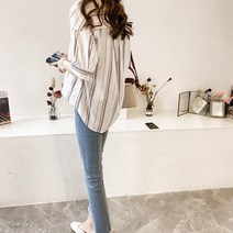 여성 면 린넨 혼방 셔츠 시원 쿨 블라우스 여유 루즈핏 오버룩 남방 여름 오피스 데일리룩
