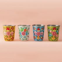 인도 스텐 핸드프린팅 홈카페 아메리카노 커피 위생 머그잔 물컵 2size, YELLOW, small-250ml