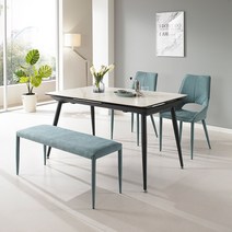 [로드퍼니처] 테라 확장형 세라믹 식탁세트 /4인용/6인용, 테라 확장형 식탁세트(일반2+벤치1)-화이트 상판