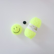[유리별] DIY 스마일 수세미 만들기 도안 실 세트 / 취미 코바늘 호빵수세미 뜨개질 방과후수업 패키지, 스마일 네온노랑, 1세트