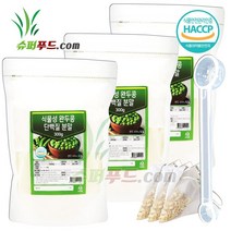 HACCP 완두 100% 유전자변형없는 non gmo 비건 완두콩 단백질 파우더 식약처 인증 식물성 저콜레스트롤 고단백질 식물성완두콩 단백질분말 + 슈퍼푸드.com 연자육 티백, 3세트, ( 팩 300g + 1g )