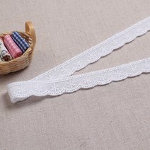 레이스여왕 양면 자수 면레이스 쁘띠 스타플라워 1.4cm 리본 레이스, 백색