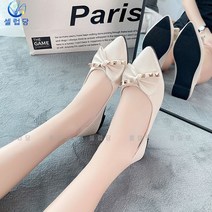 셀럽당 뾰족 플랫 리본 단화 여 펌프스 선녀풍 플랫