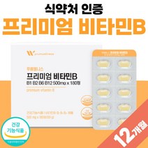 6개월분 대용량 활력 수용성 비타민B 비타민 비군 B군 비타민비 비타비 정 30대 50대 남성 여자 친구 선물 비타민B군 4중 기능성 에너지 complex B1 B2 B6 B12, 180정 x 2개 ( 12개월 )
