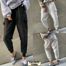 국내배송 누빔 조커 퀄팅 믹스 반반 오페라 패딩바지 팬츠