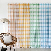 [한스데코] 체크 반창 봉집형커튼_창문형 130x170