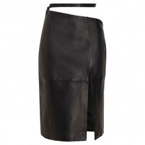 8 by YOOX LEATHER HIGH-WAIST CUT-OUT MIDI SKIRT 30001971XG101492