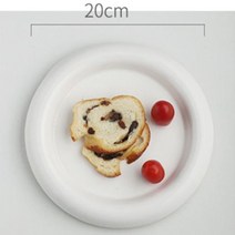 가정용 서양 화이트 세라믹 접시 라운드 음식 접시 북유럽 크리 에이 티브 스테이크 식기 메인 접시 주방 도구, 20cm