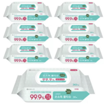 그린핑거 손소독 물티슈 캡형, 7개, 30매