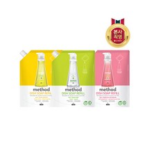 [엘지생활건강] 메소드 주방세제 리필 1L x 2개 택1(레몬민트/바질/핑크그레이프), 선택:바질