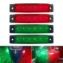 보트용 LED 조명 레드 및 그린 스턴 항해 선박 폰툰 카약 우현 12V 내비게이션 4 개, 1개