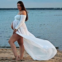 만삭촬영 원피스 키작녀 드레스 베이비 샤워 슬릿 프론트 옷 맥시 가운 여성 사진 사진 소품 의류