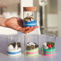 이끼 테라리엄 LED 색모래 테라리움 만들기 키트, 03 가을-토끼정원 테라리움