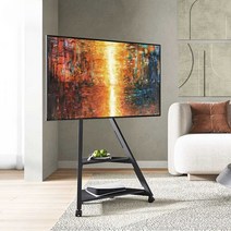 이동형TV스탠드 미니멀 거실 티비스탠드 선반 교육실, 우드 컬러(32-65인치 TV에 적합)