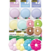 3M 스카치테이프 모양디스펜서 휴대용디스펜서테이프 예쁜테이프 귀여운테이프 독특한디스펜서 테이프 학용품 학원 학교 학생 어린이집 유치원 테이프케이스, 링도넛(810RI)-딸기