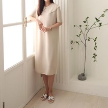 옷자락 여자 홀가먼트 라운드 카라넥 롱 원피스