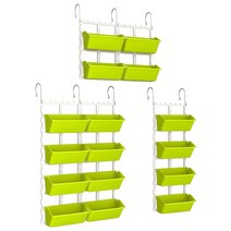 발코니 야채 냄비 선반 다층 난간 벽걸이 야채 씨앗 딸기 수직 녹화 입체 심기 화분, C 라이트 그린화분 8개 + 선반 4개