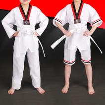 태권도 도복 바지 세트 띠 유니폼 통기성 긴 소매 탄성 졸라 매는 끈 - 보편적 인 가라테 유니폼 성인용