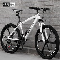MTB산악 자전거 24/26인치 24단변속 변속 기계식 디스크 브레이크신상 6칼 합금 일체형 휠, 26인치, 화이트