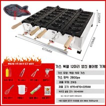 전기 가스 붕어빵기계 업소용 도미빵 잉어빵 창업, 가스 더블 12구 + 도구 세트