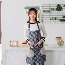 방수 원단 체크 무늬 주방 앞치마 모던앞치마, 색상, 블랙트리