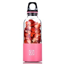 버티컬믹서 반죽기 스탠드 믹서기휴대용 자동 야채 전기 믹서기 500ml 5/색상 과일 주스 메이커 병 추출, 05 분홍색