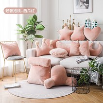 소형등쿠션 등방석 붙박이 의자 쿠션 모찌 침대 인테리어 거실 패브릭 허리, 원형 직경 45cm, 가벼운 사치 - 수박 빨간색