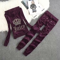 콩테 찰필 목탄 스케치 드로잉 화방 벨벳 tracksuit 지퍼 스웨터와 바지 바느질 정장 juicy coouture suit 2022 womens two piece sets, 7288 다크 퍼플, m