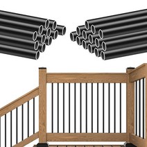 Muzata 25팩 91.4cm(36인치) 알루미늄 데크 밸러스터 블랙 실내 실외 데크 난간 현관 계단 스핀들 1.9cm(3/4인치) 할로우 라운드 목재 및 합성 데크용 WT01, 36 - 25pack